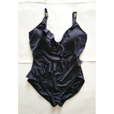 michael kors swimsuit size 14 high leg ruffles|Michael Kors one piece swimsuit.